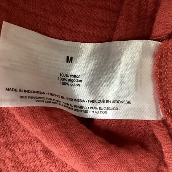 Anne Klein Cotton Gauze Lucile Button Up Top Sz M Dusty Cedar #68Q - Picture 9 of 11